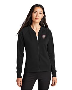 MERCER+METTLE™ Women's Double-Knit Bomber - Embroidery - Las Cruces Esports Logo 1-Deep Black