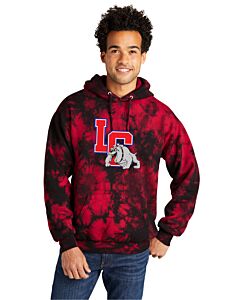 Port &amp; Company® Crystal Tie-Dye Pullover Hoodie - DTG - Las Cruces Esports Logo 2-Black/Red